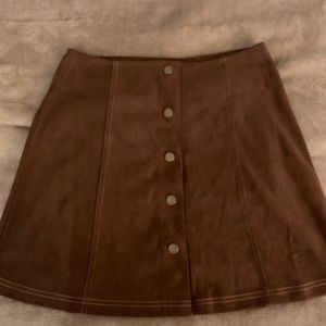 High waisted button up suede skirt